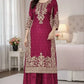 Embroidered Silk Kurta Palazzo Set With Dupatta