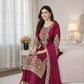 Embroidered Silk Kurta Palazzo Set With Dupatta
