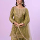 Embroidered Silk Kurta Palazzo Set with Net Dupatta