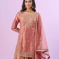 Embroidered Silk Kurta Palazzo Set with Net Dupatta