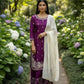 Embroidered Silk Kurta Palazzo Set with Organza Dupatta