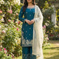 Embroidered Silk Kurta Palazzo Set with Organza Dupatta