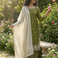 Embroidered Silk Kurta Palazzo Set with Organza Dupatta