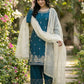 Embroidered Silk Kurta Palazzo Set with Organza Dupatta