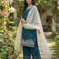 Embroidered Silk Kurta Palazzo Set with Organza Dupatta