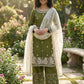 Embroidered Silk Kurta Palazzo Set with Organza Dupatta