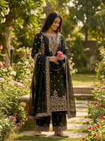 Embroidered Silk Kurta Sharara Set With Dupatta