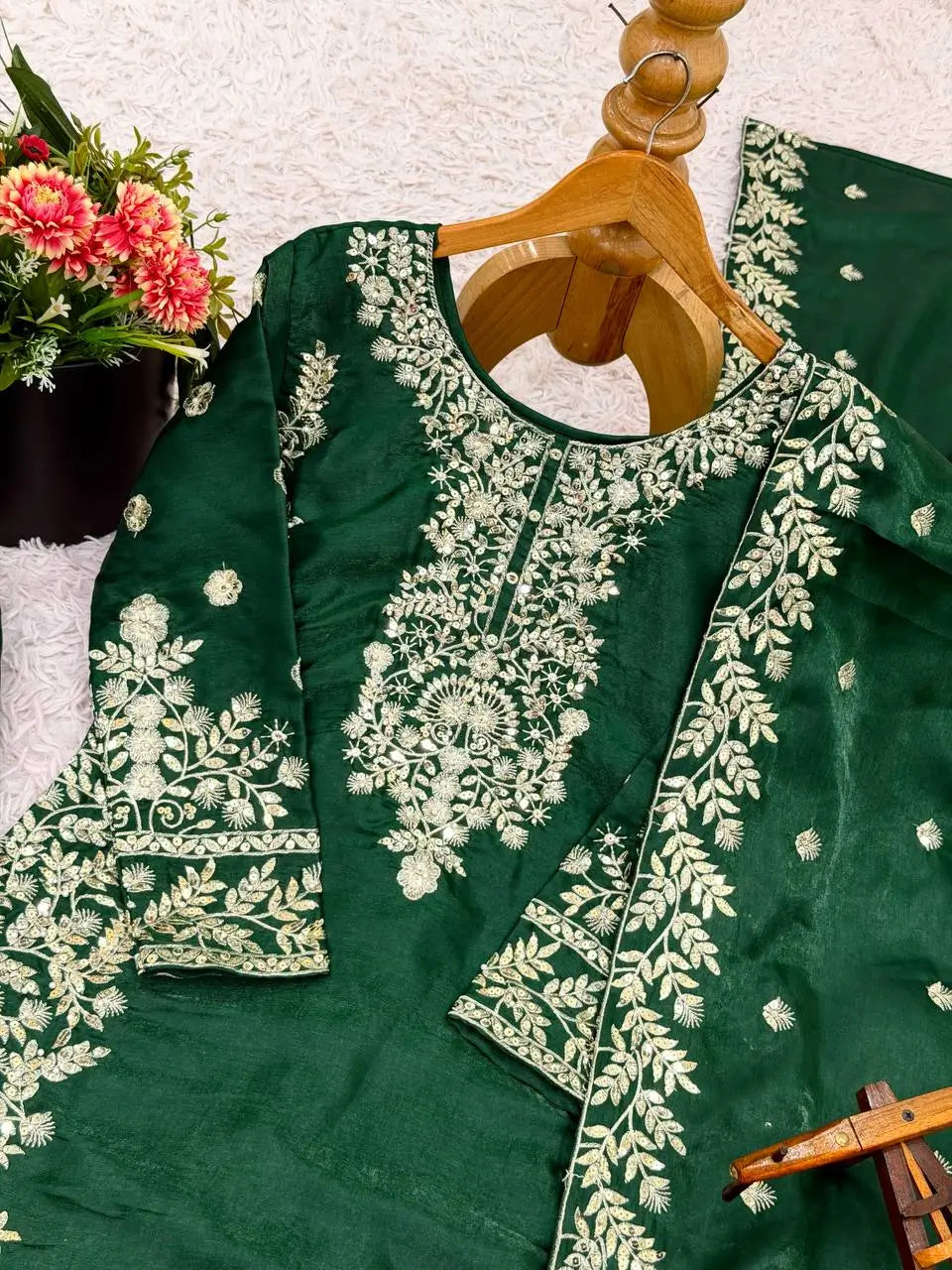 Embroidered Silk Kurta Sharara Set With Dupatta