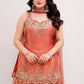 Embroidered Silk Kurti Palazzo Set with Lace Dupatta