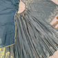 Embroidered Silk Kurti Palazzo Set with Lace Dupatta