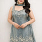 Embroidered Silk Kurti Palazzo Set with Lace Dupatta