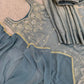 Embroidered Silk Kurti Palazzo Set with Lace Dupatta