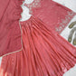 Embroidered Silk Kurti Palazzo Set with Lace Dupatta