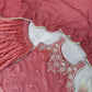 Embroidered Silk Kurti Palazzo Set with Lace Dupatta