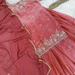 Embroidered Silk Kurti Palazzo Set with Lace Dupatta