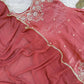 Embroidered Silk Kurti Palazzo Set with Lace Dupatta