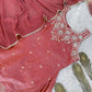 Embroidered Silk Kurti Palazzo Set with Lace Dupatta