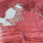Embroidered Silk Kurti Palazzo Set with Lace Dupatta