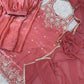 Embroidered Silk Kurti Palazzo Set with Lace Dupatta