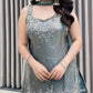 Embroidered Silk Kurti Palazzo Set with Lace Dupatta