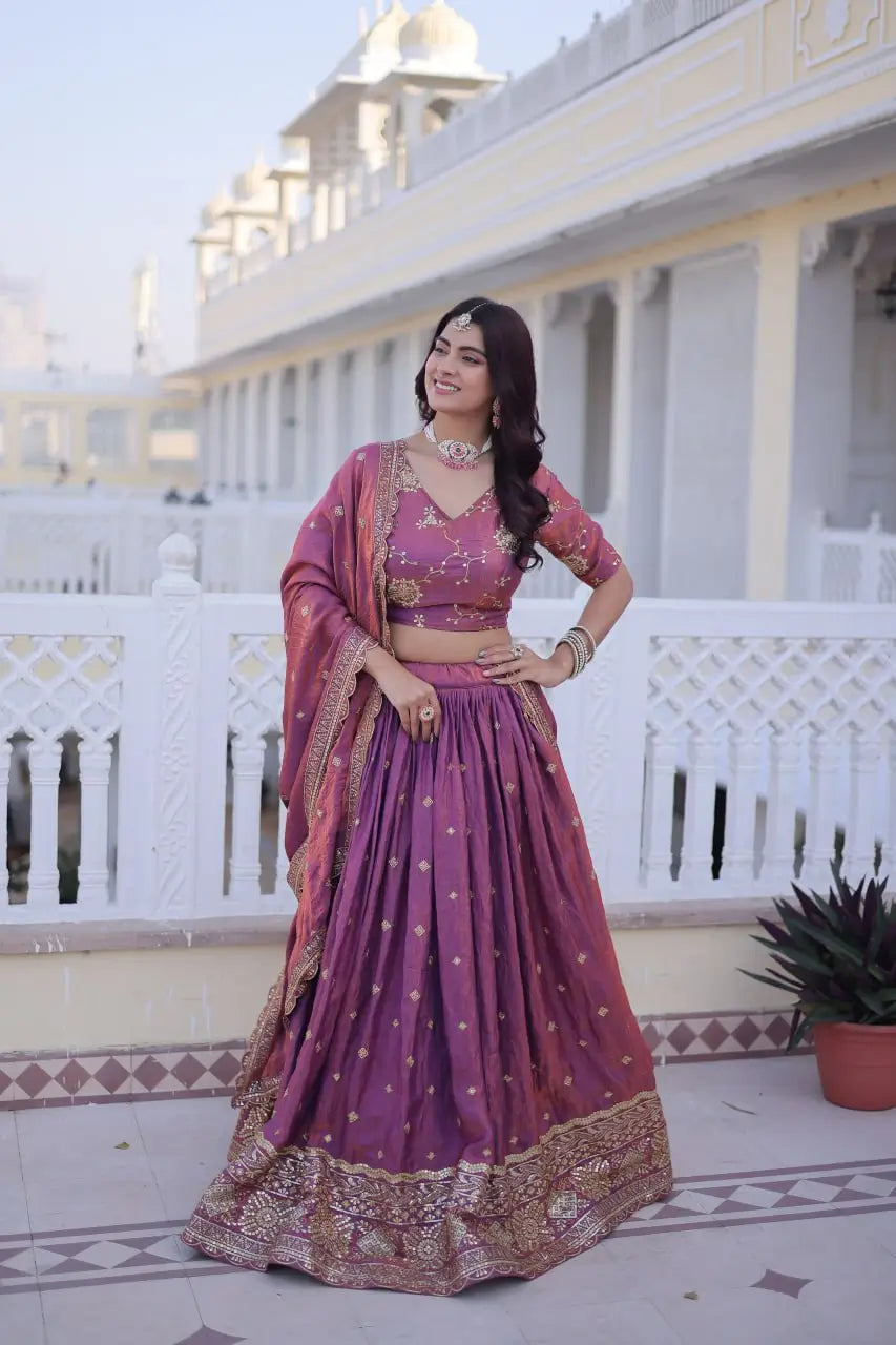 Embroidered Silk Lehenga Choli Set