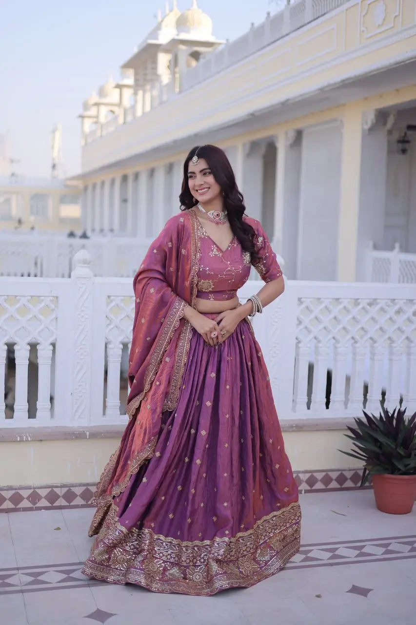 Embroidered Silk Lehenga Choli Set