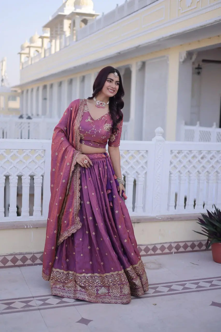 Embroidered Silk Lehenga Choli Set