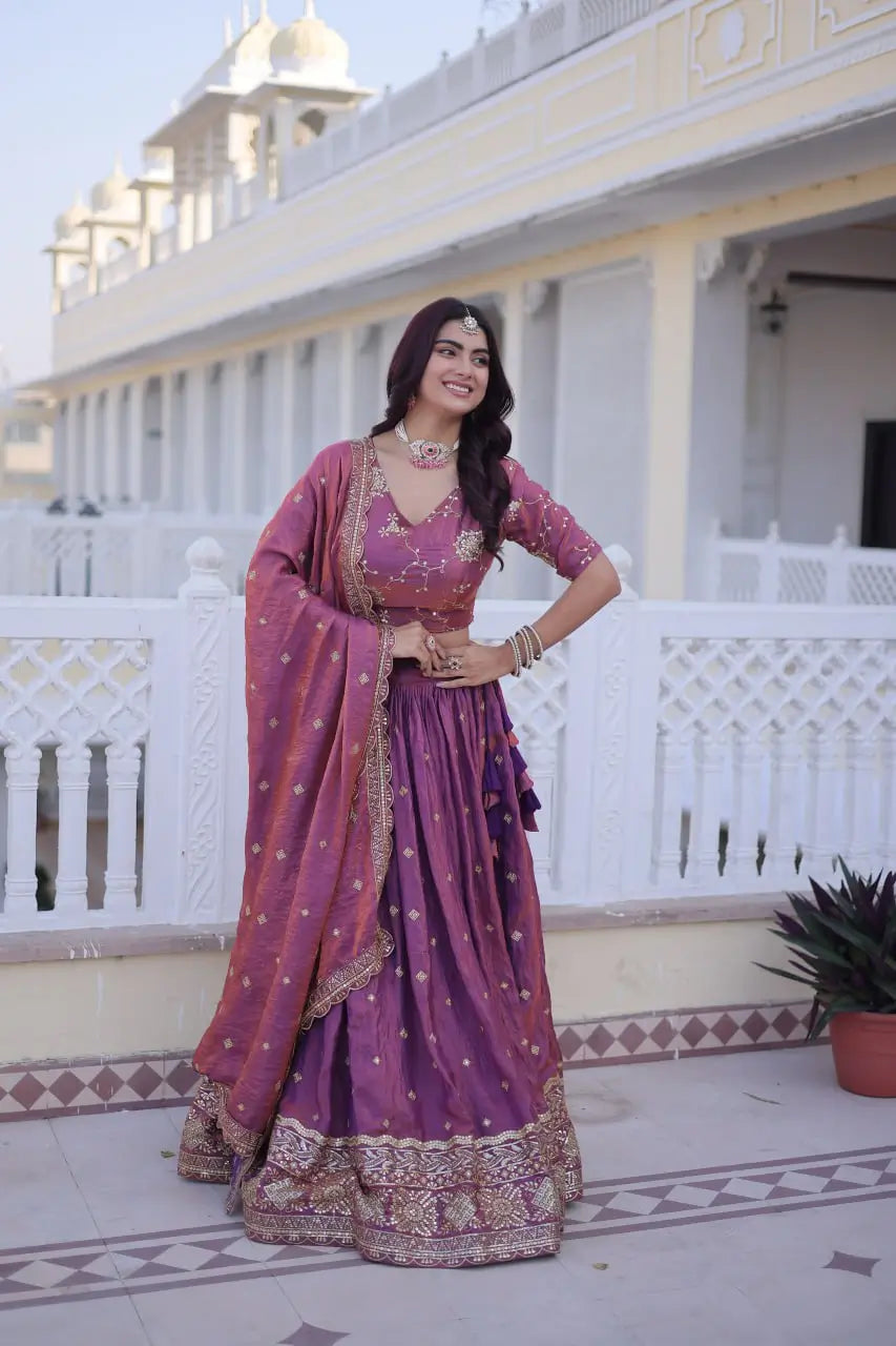 Embroidered Silk Lehenga Choli Set