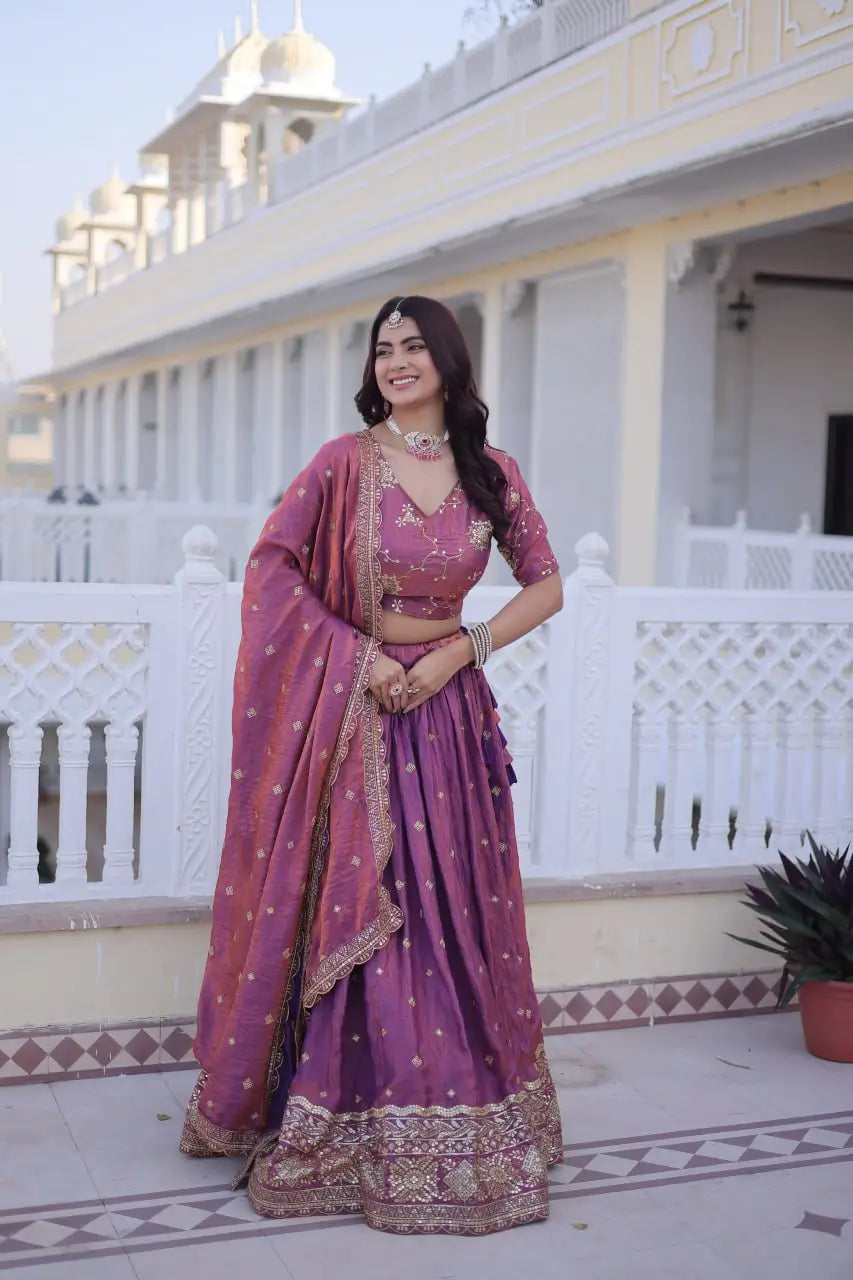 Embroidered Silk Lehenga Choli Set