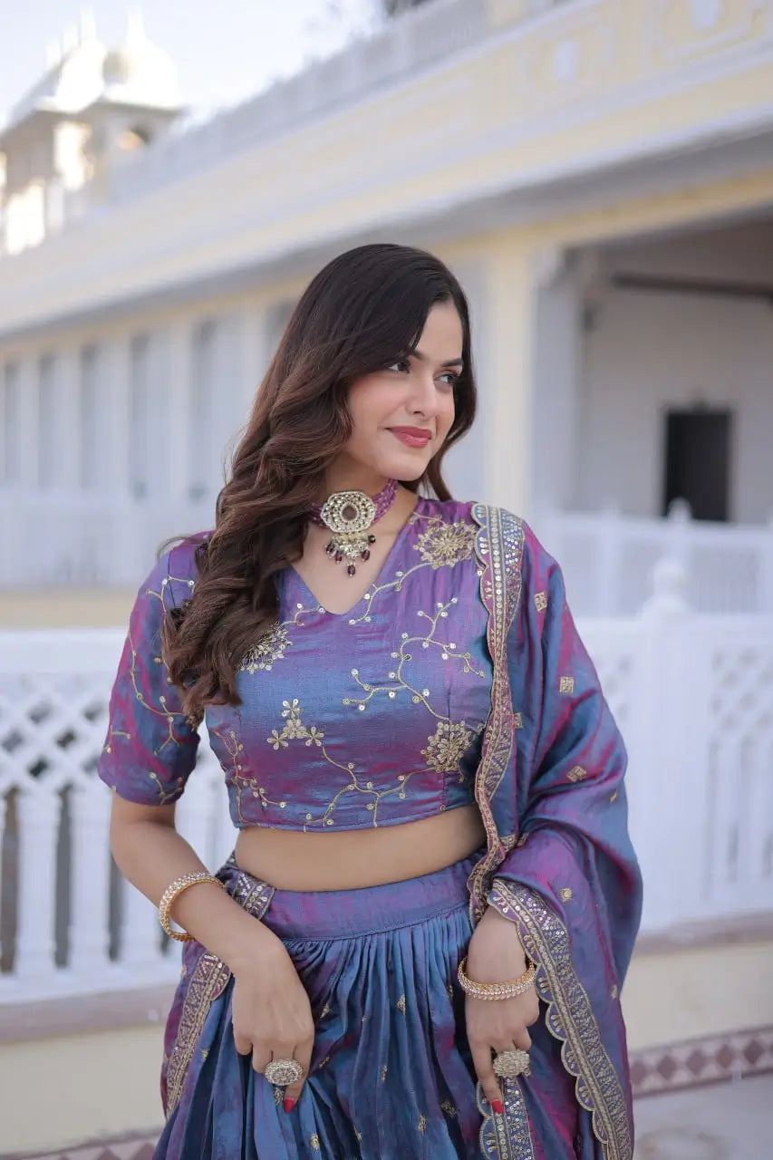 Embroidered Silk Lehenga Choli Set