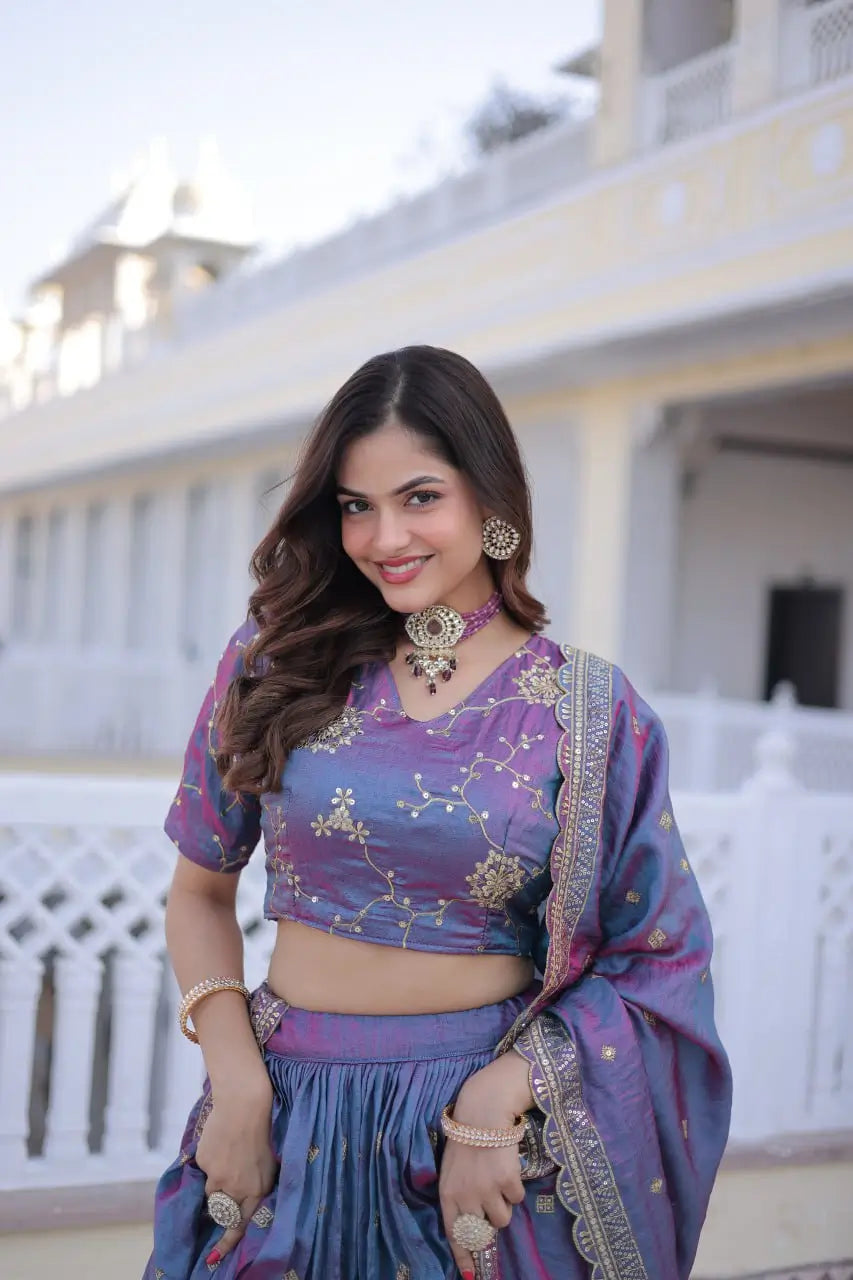 Embroidered Silk Lehenga Choli Set