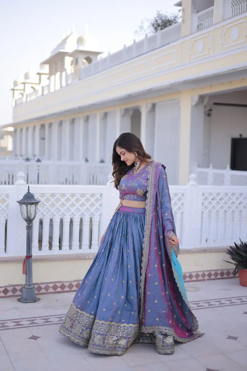 Embroidered Silk Lehenga Choli Set