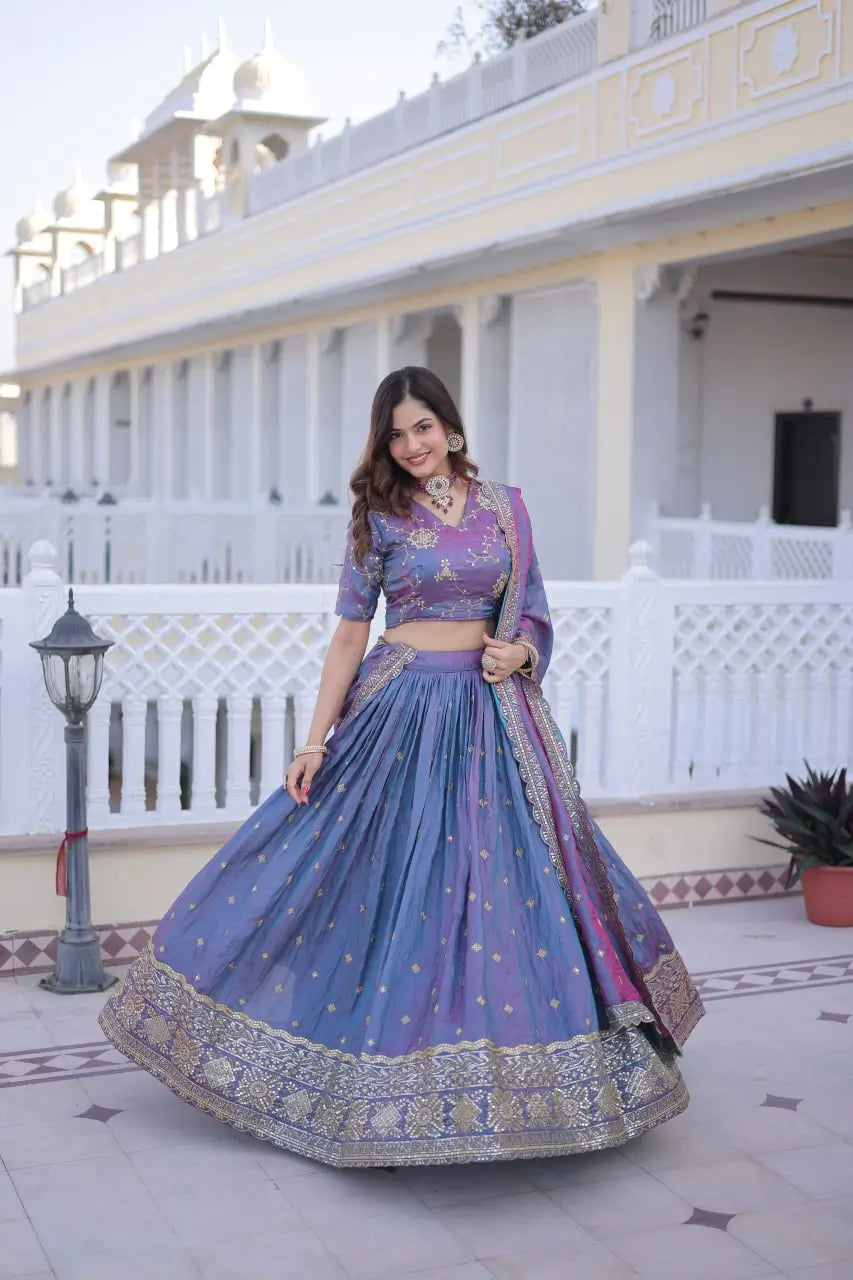Embroidered Silk Lehenga Choli Set