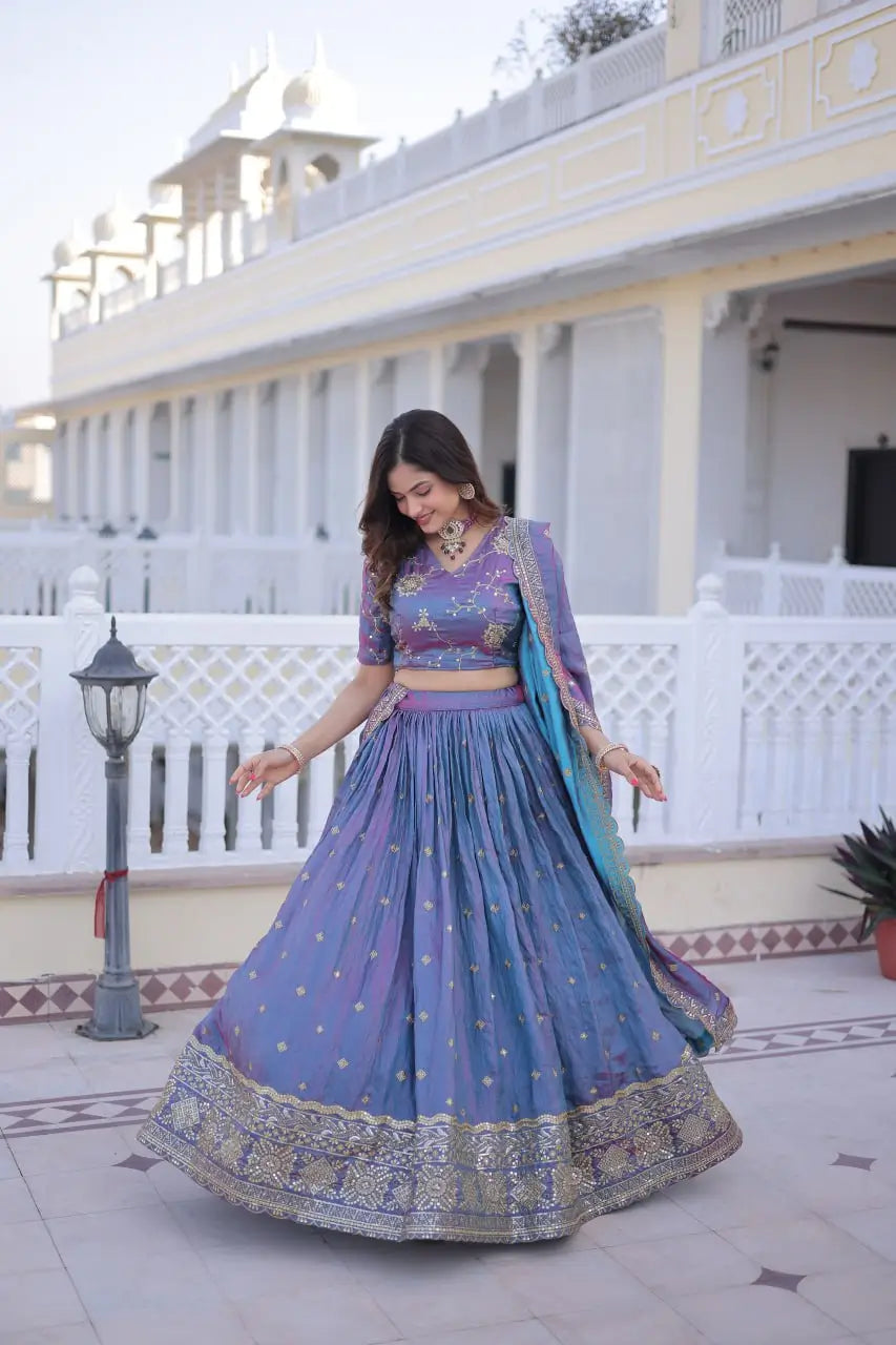 Embroidered Silk Lehenga Choli Set