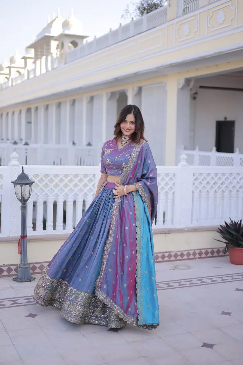 Embroidered Silk Lehenga Choli Set