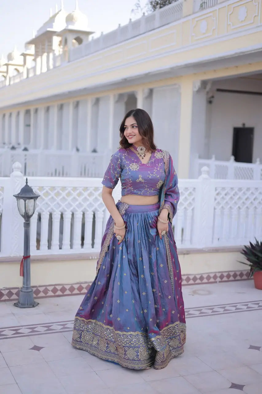Embroidered Silk Lehenga Choli Set