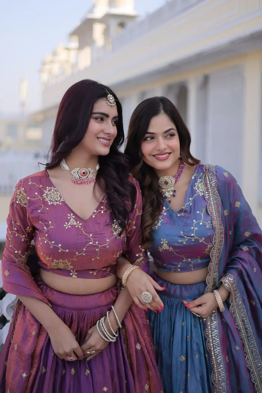 Embroidered Silk Lehenga Choli Set