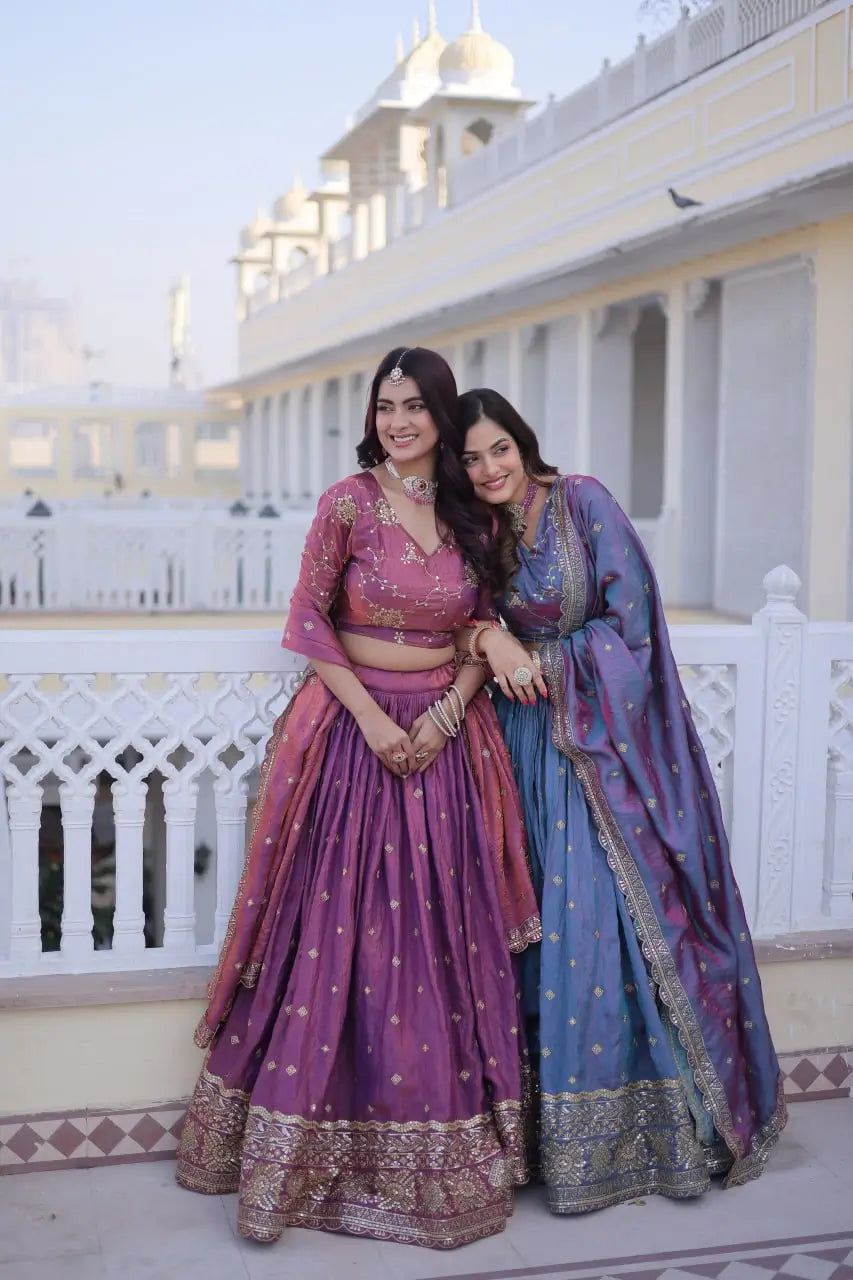 Embroidered Silk Lehenga Choli Set