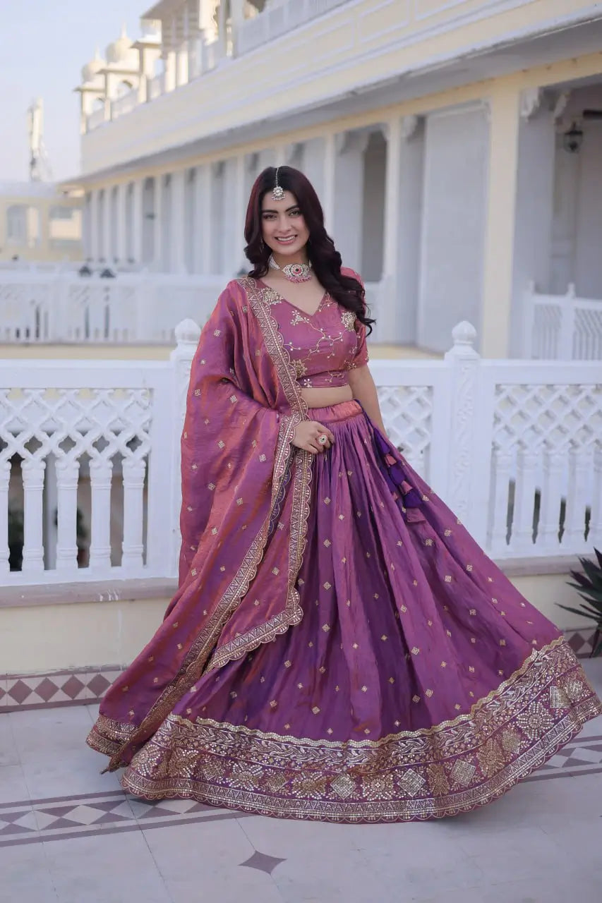 Embroidered Silk Lehenga Choli Set