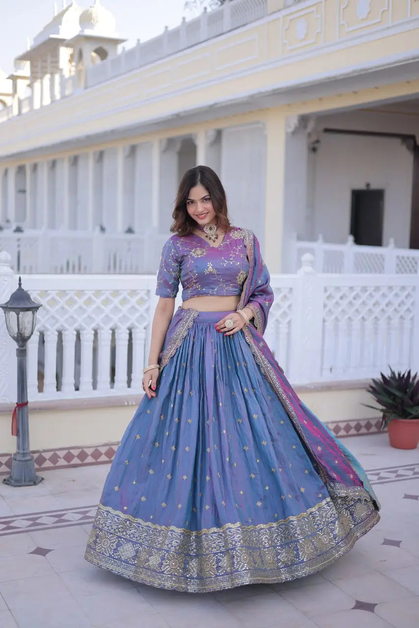 Embroidered Silk Lehenga Choli Set