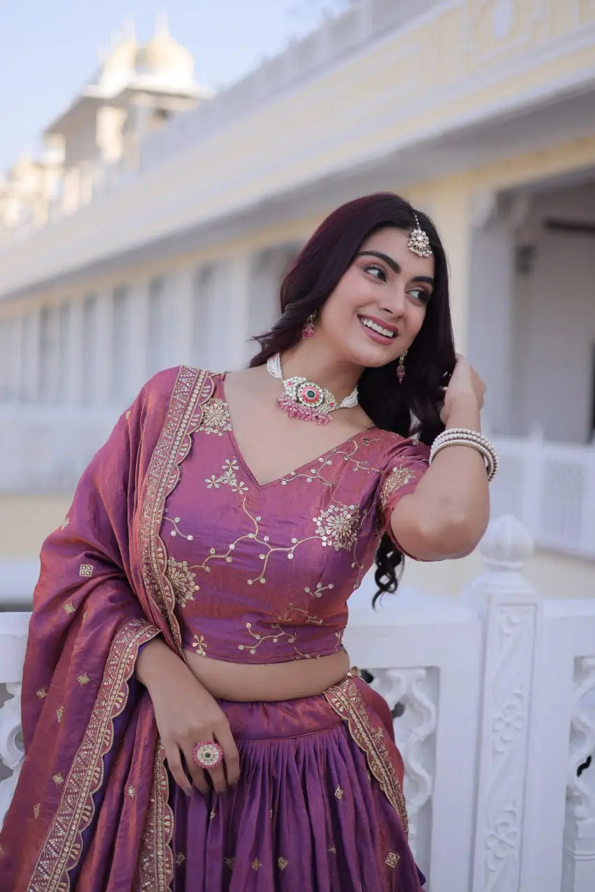 Embroidered Silk Lehenga Choli Set