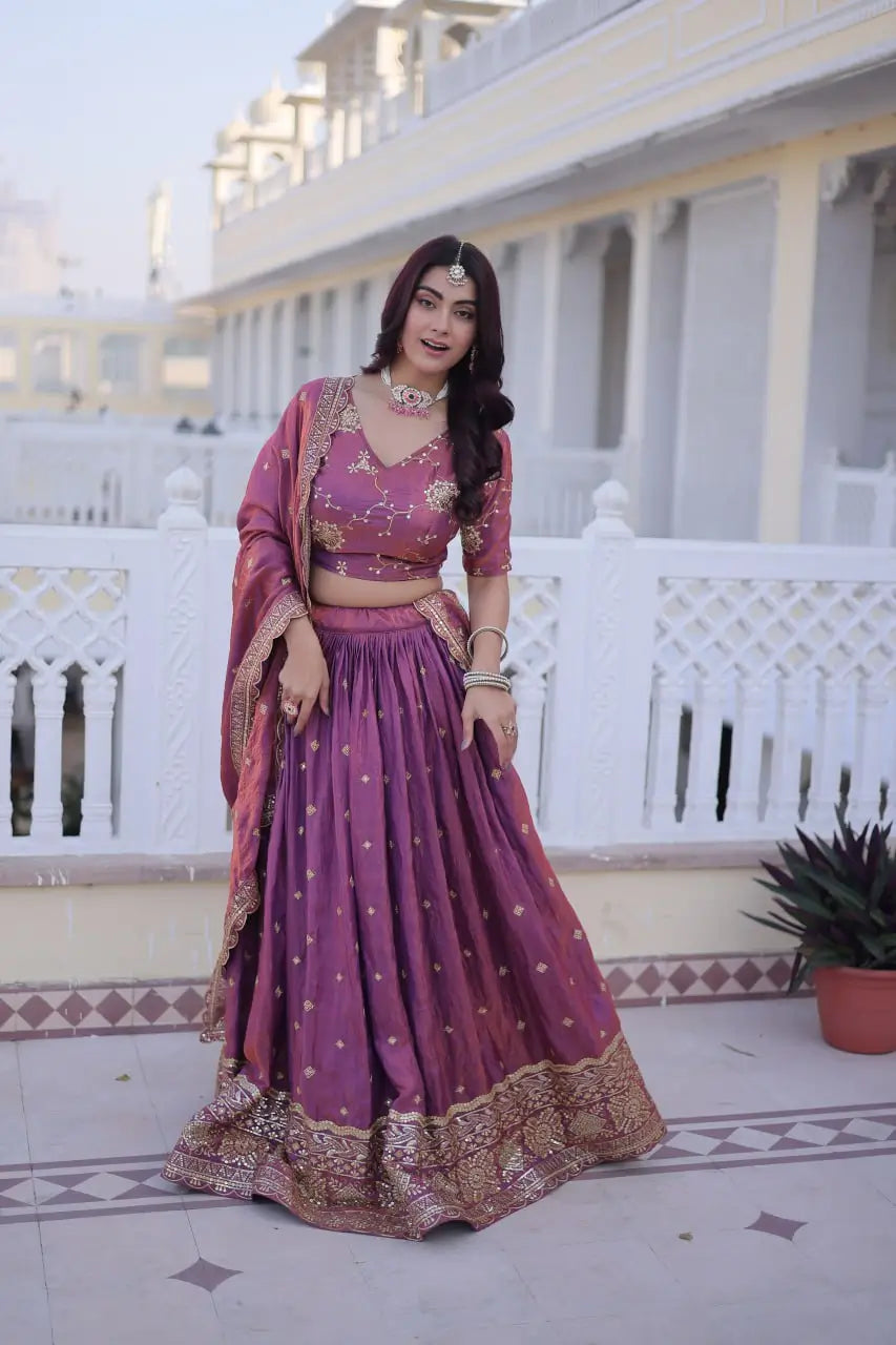 Embroidered Silk Lehenga Choli Set