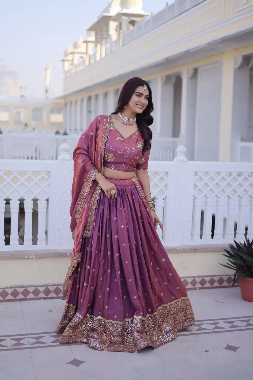 Embroidered Silk Lehenga Choli Set