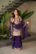 Embroidered Silk Palazzo Suit with Dupatta