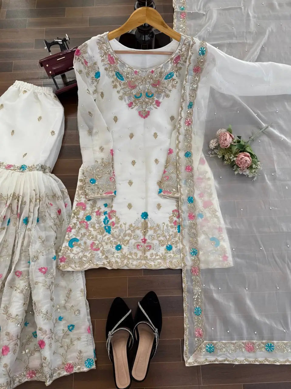 Embroidered Silk Wedding wear Sharara Set