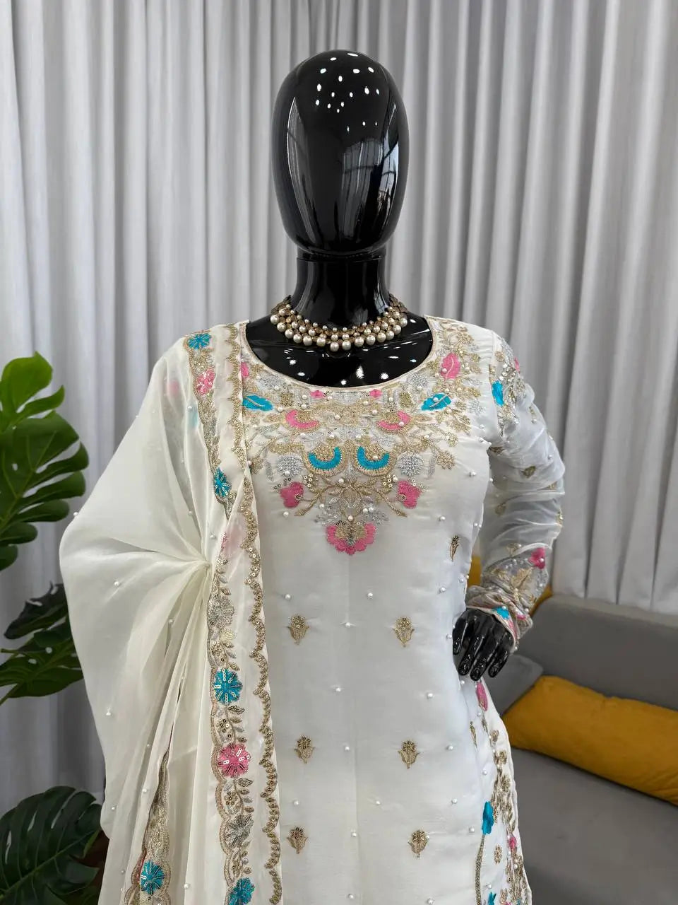 Embroidered Silk Wedding wear Sharara Set