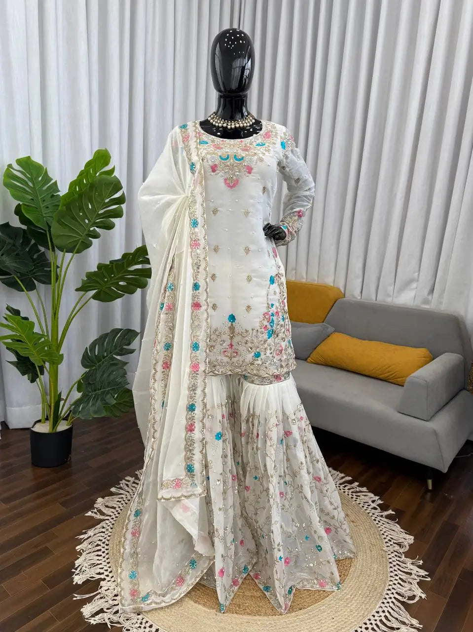 Embroidered Silk Wedding wear Sharara Set