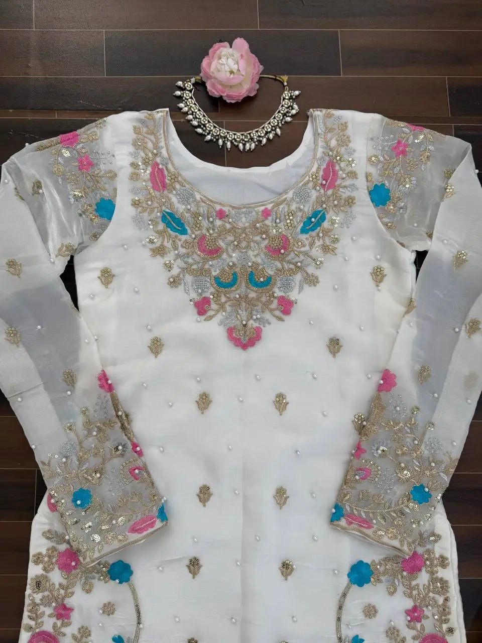 Embroidered Silk Wedding wear Sharara Set