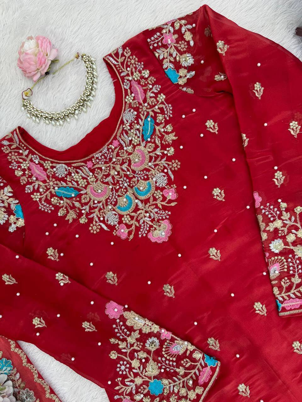 Embroidered Silk Wedding wear Sharara Set
