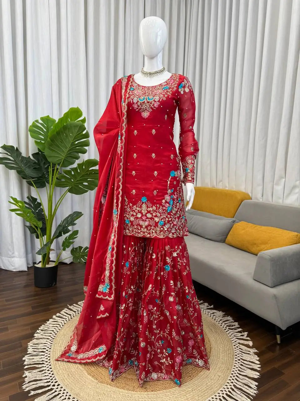 Embroidered Silk Wedding wear Sharara Set